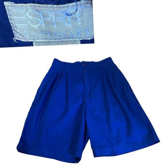 Vintage 1980s Esprit Shorts Royal Blue High Waist Pleated Shorts / XS - - Picture 1 of 4